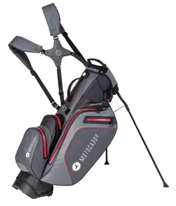 Waterdichte golftas rood met standaard van Motocaddy